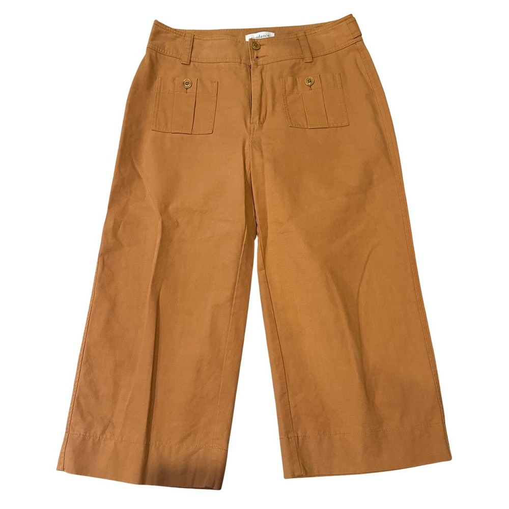 Sundance Voyager High Waisted Cropped Straight Wide Leg Pants Cashew Brown 10P